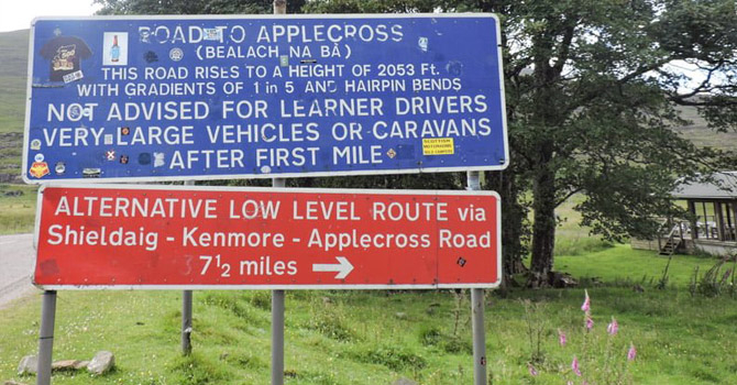 Applecross road sign